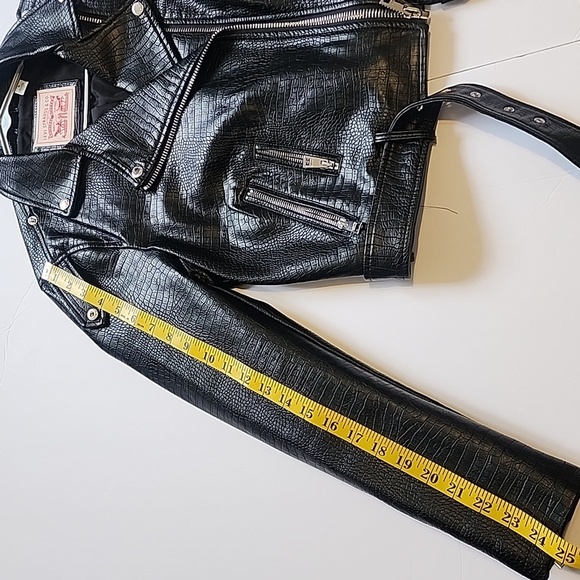 Women's Black Croc-Embossed Moto Jacket – Levi’s Size S (New Without Tags) - Picture 15 of 16